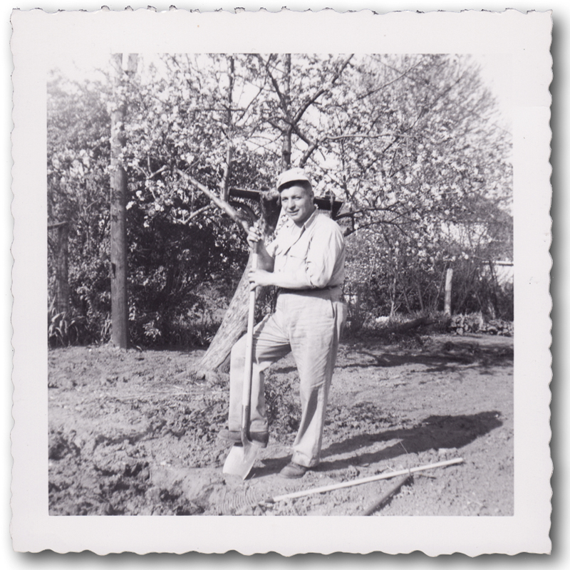 Bert Cranmer (1912-1993), gardening in Sarnia, Ontario