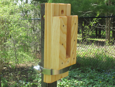 If mounting a birdhouse on a pole, a hose clamp can be used on the bottom of the mounting bracket or the bracket can be bolted directly onto the post if you have bolts and the post comes with holes.