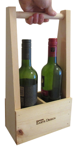 Wine carrier has the handle well above the bottles so that your knuckles do not get hit while you are carrying it